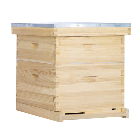 MayBee Hives 10 Frame Hive Kit, Includes Pine Wooden Frames & Beeswax Plastic Foundation, 1 Deep Box, 1 Medium Box