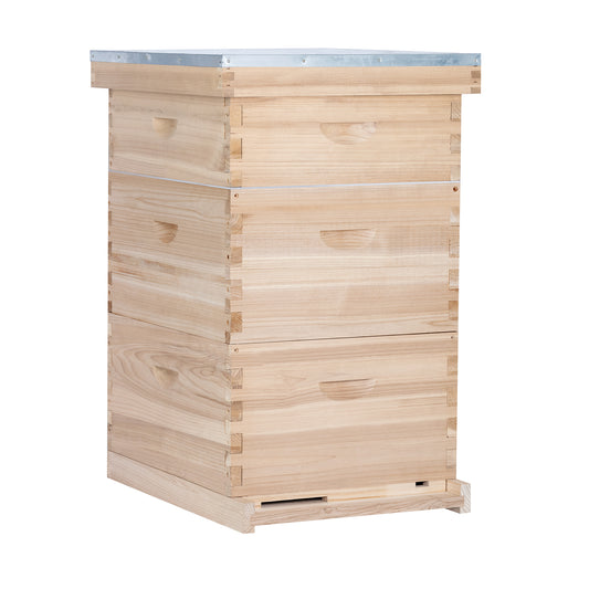 MayBee Hives 10-Frame Complete Bee Hives and Supplies Starter Kit:2 Deep Box Bee Hive and 1 Beehive Medium Super Boxes ,with Beehive Frames and Waxed Foundations
