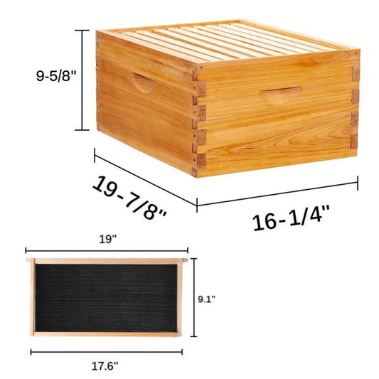 MayBee Hives Unassembled 10 Frame Beehive Box Deep Brood Box Dipped in 100% Beeswax Includes Pine Wood Frame , Beeswaxed Foundations(NO LOGO)