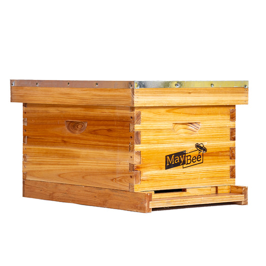 MayBee Hives Beeswax Coated 10 Frame Deep Langstroth Beehive Includes 1 Deep Brood Box with Black Plastic Foundation