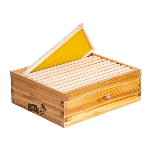 MayBee Hives Unassemble 10 Frame Medium Super Bee Box Wax Coated Bee Hives Includes Wooden Frames , Waxed Foundations