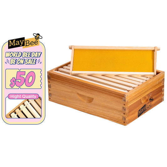 MayBee Hives Assembled 8 Frame Medium Super Bee Box Wax Coated Bee Hives Includes Bee Hive Wooden Frames , Waxed Foundations