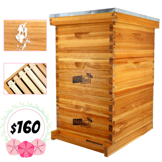 MayBee Hives 10 Frame 3 Layer Beehive Include 2 Deep Bee box And 1 Super Honey Box Include Bee Hive Wooden Frame And Wax Foundation beekeeping supplies Cedar Wood Beehives
