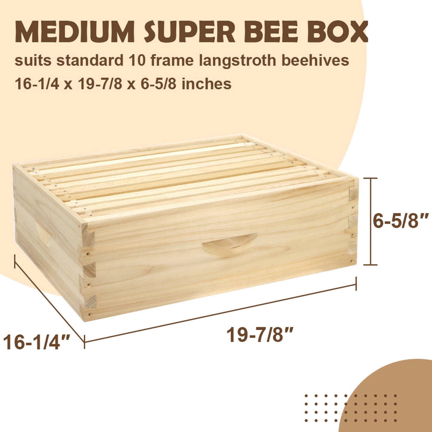 MayBee Hives 10 Frame Hive Kit, Includes Pine Wooden Frames & Beeswax Plastic Foundation, 1 Deep Box, 1 Medium Box
