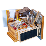 MayBee Hives 10 Frame Best Beekeeping Starter Kit Include 22 pcs Beekeeping Tool,Wax Coated Langstroth Deep Brood Bee Box with 100% Beeswax Plastic Foundation,Beekeeping Veil for Beginners Beekeeper
