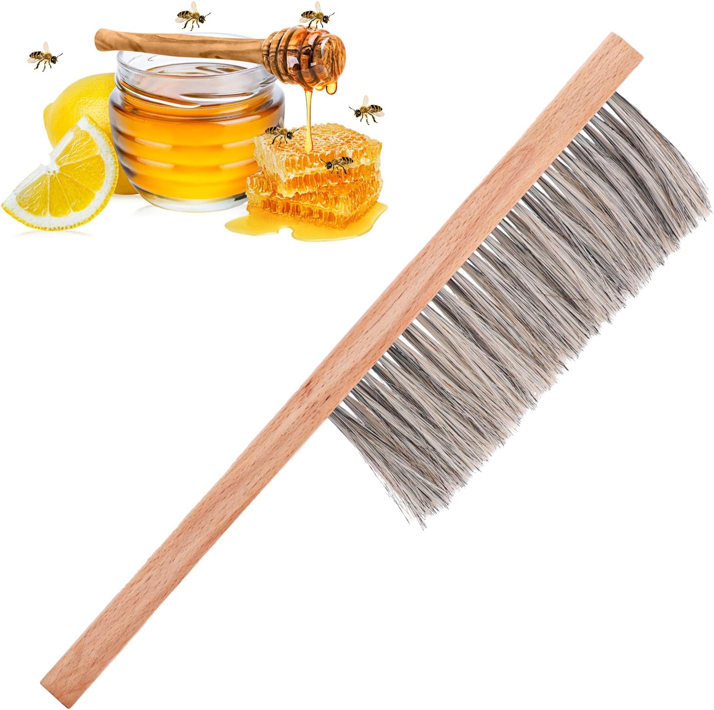 MayBee Hives Beekeeping Brush for Beekeepers, Soft Bristles Cleaning Brush with Ergonomic Wooden Handle - Gentle Cleaning Tool for Durable Use, Bee Hive Supplies Beekeeping Equipment for Bee Keepers