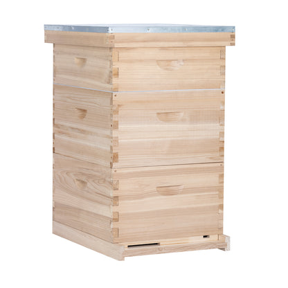 MayBee Hives 10-Frame Complete Bee Hives and Supplies Starter Kit：2 Deep Box Bee Hive and 1 Beehive Medium Super Boxes ,with Beehive Frames and Waxed Foundations