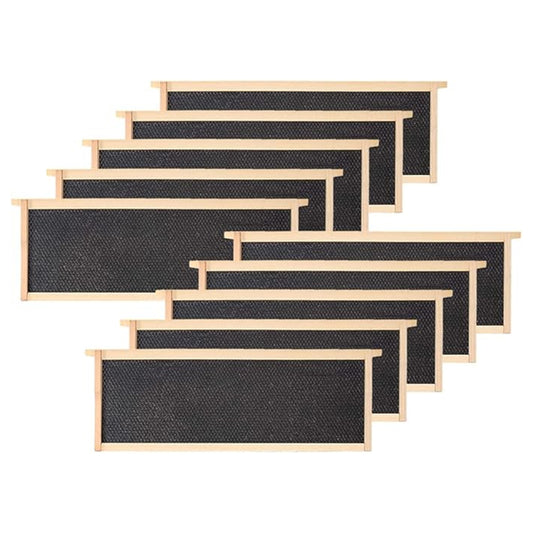 MayBee Hives 10 Pack Medium Super Beehive Frames and Foundations,100% Beeswax Coated Food Grade Foundation Sheets