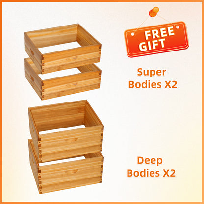 MayBee Hives Beekeeping Accessories Kit — Beeswax-Coated 10-Frame Langstroth Hive Kit including Outer Cover, Inner Cover, and Bottom Board.