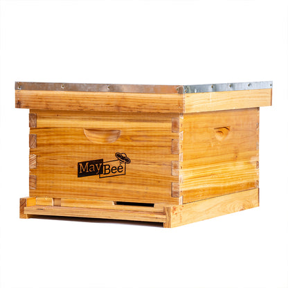 MayBee Hives Beeswax Coated 10 Frame Deep Langstroth Beehive Includes 1 Deep Brood Box with Black Plastic Foundation