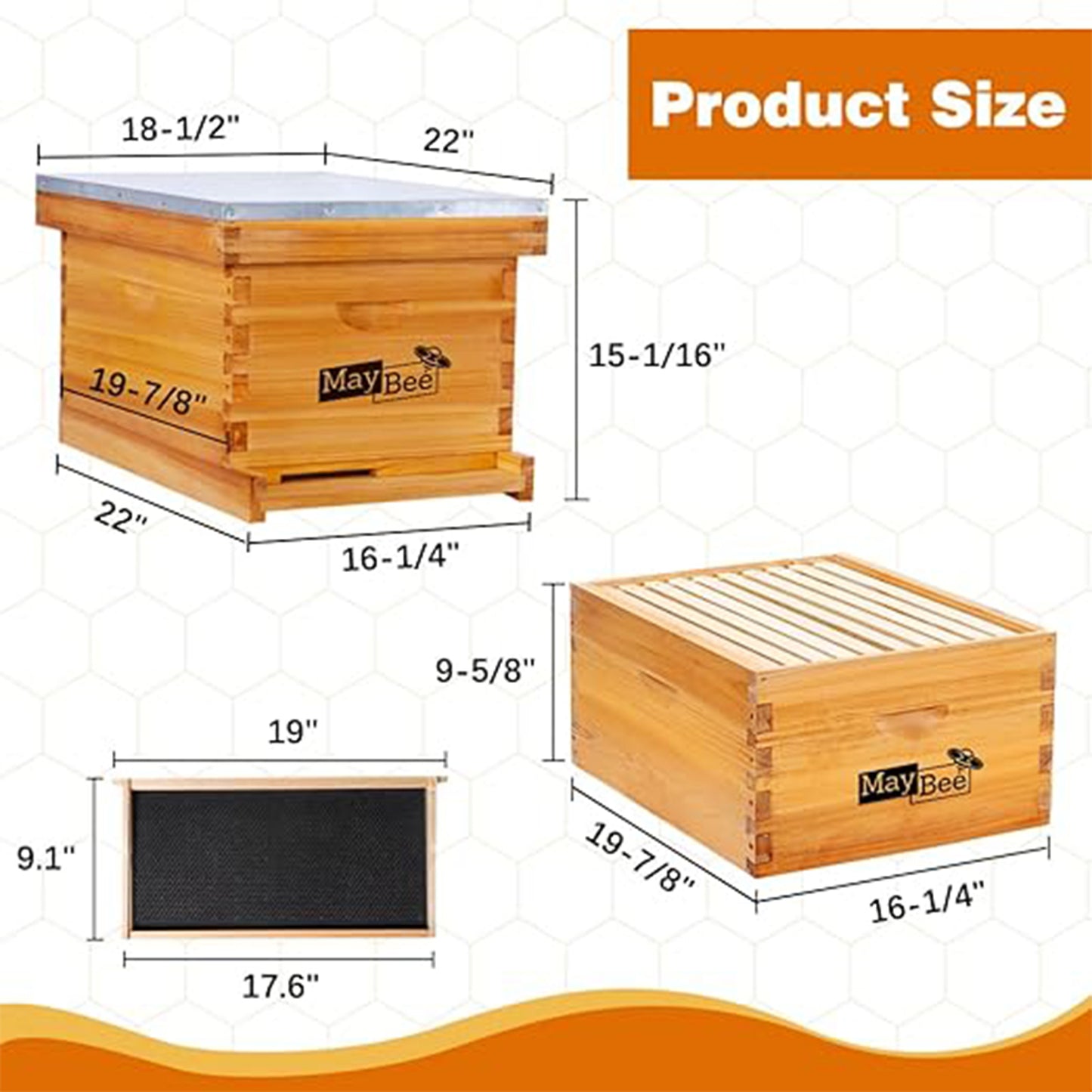 MayBee Hives Beeswax Coated 10 Frame Deep Langstroth Beehive Includes 1 Deep Brood Box with Black Plastic Foundation