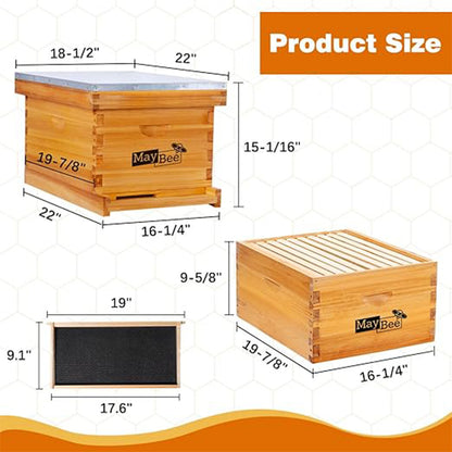 MayBee Hives Beeswax Coated 10 Frame Deep Langstroth Beehive Includes 1 Deep Brood Box with Black Plastic Foundation