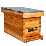 MayBee 5 Frame Nuc Beehive for Bees Complete Bee Hive Box Kit with Metal Roof Includes Wooden Frames and Beeswax Plastic Foundations for Langstroth Beekeeping