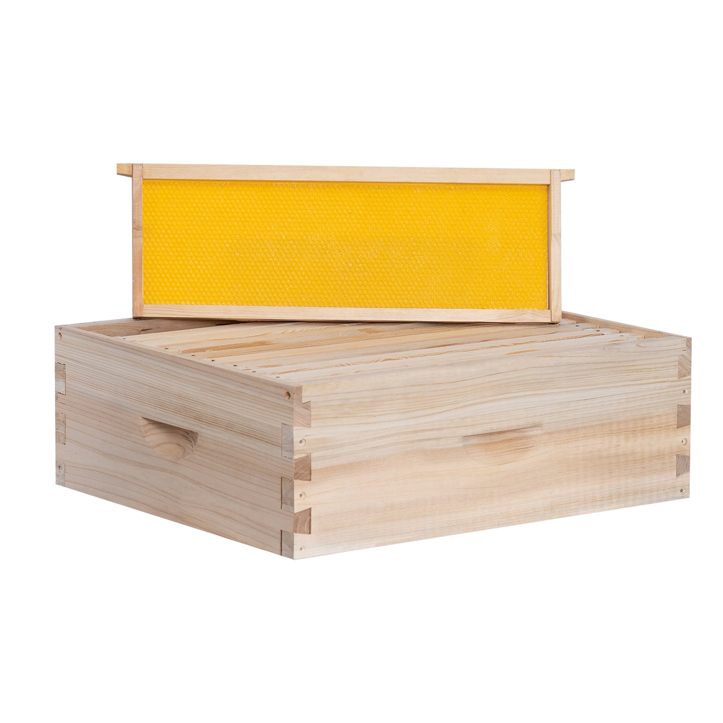 MayBee Hives 10-Frame Medium Super Beehive Body with Frames for Beekeeping Includes Pine Wood Frame, BeesWaxed Foundation Sheets(NO LOGO)